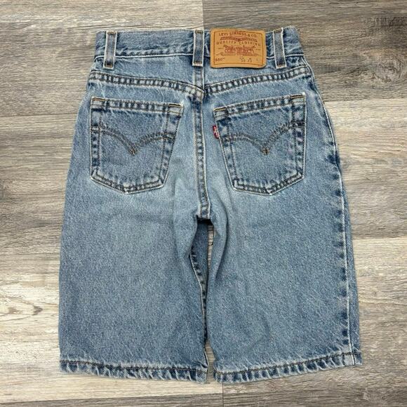 Vintage Levis 550 Red Tab Blue Boy 10 22" Relaxed Fit Slim Stonewash Jean Shorts - Picture 2 of 11